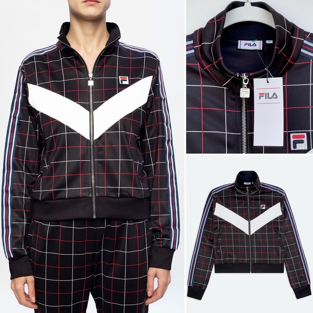 FILA Winta AOP Track Jacket All-Over Print Stripes High NeckPockets with Zip